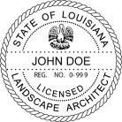 Louisiana Registered Architect Seal  self  inking Trodat  stamp. Guaranteed to last. For Professional Architect and Engineer stamps.