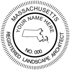 Massachusetts Registered Landscape Architect Seal pre-inked X-Stamper conforms to state  laws. For Professional Architect and Engineer stamps.