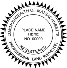 Massachusetts Land Surveyor Seal traditional rubber stamp to state laws. For Professional Architect and Engineer stamps.