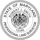Maryland Professional Land Surveyor Seal traditional rubber stamp to state laws. For Professional Architect and Engineer stamps.
