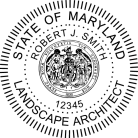 Maryland Landscape Architect Seal pre-inked X-Stamper conforms to state  laws. For Professional Architect and Engineer stamps.