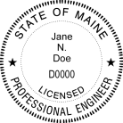 Maine Professional Engineer Seal traditional rubber stamp to state laws. For Professional Architect and Engineer stamps.