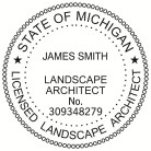 Michigan Landscape Architect Seal stamp conforms to state laws. For Professional Architect and Engineer stamps order here at Salt Lake Stamp.