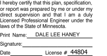 Minnesota Engineer Plan Stamp Traditional rubber stamp conforms to state laws