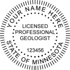 Minnesota Professional Geologist Seal self inking Trodat stamp conforms to state laws.