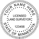 Minnesota Licensed Land  Surveyor Seal self inking Trodat  stamp conforms to state laws.