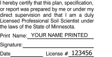 Minnesota Soil Scientist Plan Stamp Traditional rubber stamp conforms to state laws.