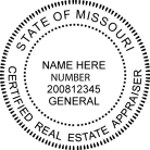 Missouri Certified Real Estate Appraiser Seal Traditional rubber stamp. Guaranteed to last.