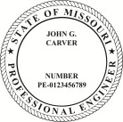 MaxLight Missouri Professional Engineer Seal pre-inking stamp conforms to Missouri laws. For Professional Architect and Engineer stamps. High Quality.