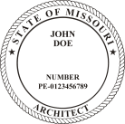 Missouri Architect Seal self inking Trodat  stamp conforms to state laws. Guaranteed to last.