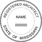 Mississippi Registered Architect Seal self inking Trodat  stamp conforms to state laws.