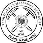 Mississippi Geologist Seal X-stamper stamp conforms to state laws. highest quality product