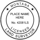 This high quality  Montana Licensed Land Surveyor Seal Traditional rubber stamp conforms to Montana laws. High quality product. Easy to order stamps