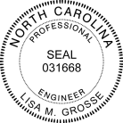North Carolina Professional Engineer Seal traditional rubber stamp to state laws. For Professional Architect and Engineer stamps.