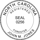 North Carolina Registered Forester Seal traditional rubber stamp to state laws. For Professional Architect and Engineer stamps.