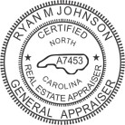 North Carolina Certified General Real Estate Appraiser Seal pre-inked X-Stamper conforms to state  laws. For Professional Architect and Engineer stamps.