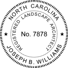 North Carolina  Landscape Architect Seal  pre-inked X-Stamper conforms to state  laws. For Professional Architect and Engineer stamps.