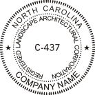North Carolina Landscape Architect Corporation Seal pre-inked X-Stamper conforms to state  laws. For Professional Architect and Engineer stamps.