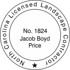North Carolina Licensed Landscape Contractor Seal pre-inked X-Stamper conforms to state  laws. For Professional Architect and Engineer stamps.