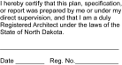 North Dakota Registered Architect Seal self inking Trodat  stamp conforms to North Dakota  laws. Great for Professional Architect and Engineer stamps