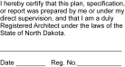 North Dakota Registered Architect Seal X-Stamper Pre-inked stamp conforms to North Dakota  laws. Great for Professional Architect and Engineer stamps.