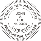 New Hampshire Professional Engineer Seal traditional rubber stamp to state laws. For Professional Architect and Engineer stamps.