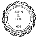 New Hampshire Licensed Architect Seal pre-inked X-Stamper conforms to state  laws. For Professional Architect and Engineer stamps.