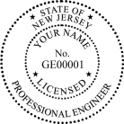 New Jersey Professional Engineer Seal  Trodat Self-inking  Stamp conforms to state  laws. For Professional Architect and Engineer stamps.