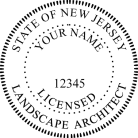 New Jersey Licensed Landscape Architect Seal conforms to state laws. For Professional Architect and Engineers.