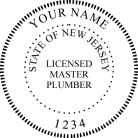 New Jersey Licensed Master Plumber Seal conforms to state laws. For Professional Architect and Engineers.