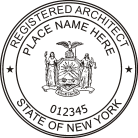 New York Registered Architect Seal traditional rubber stamp to state laws. For Professional Architect and Engineer stamps.