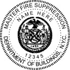 New York Master Fire Suppression Seal  Trodat Self-inking  Stamp conforms to state  laws. For Professional Architect and Engineer stamps.