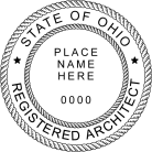 Ohio Registered Architect Seal traditional rubber stamp to state laws. For Professional Architect and Engineer stamps.