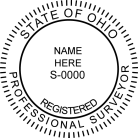 Ohio Professional Surveyor Seal traditional rubber stamp to state laws. For Professional Architect and Engineer stamps.