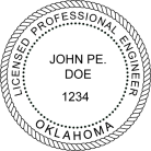 Oklahoma Engineer Seal Traditional rubber stamp conforms to state laws. For Professional Architect and Engineer stamps.