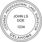Oklahoma Land Surveyor Seal Traditional rubber stamp conforms to state  laws. Great for Professional Architect and Engineer stamps. High quality stamp.