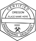 Oregon Certified Engineer Geologist Seal  pre-inked X-Stamper conforms to state  laws. For Professional Architect and Engineer stamps.