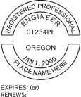 Oregon Professional Engineer Seal traditional rubber stamp to state laws. For Professional Architect and Engineer stamps.