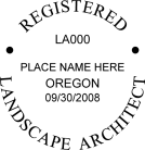Oregon Landscape Architect Seal traditional rubber stamp to state laws. For Professional Architect and Engineer stamps.