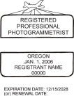 Oregon Registered Professional Photogrammetrist Seal pre-inked X-Stamper conforms to state  laws. For Professional Architect and Engineer stamps.