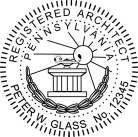 Pennsylvania Registered Architect Seal traditional rubber stamp to state laws. For Professional Architect and Engineer stamps.