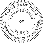 Pennsylvania Commissioner of Deeds Seal traditional rubber stamp to state laws. For Professional Architect and Engineer stamps.