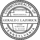 Pennsylvania Land Surveyor Seal pre-inked X-Stamper conforms to state  laws. For Professional Architect and Engineer stamps.