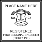 Rhode Island Professional Engineer Seal traditional rubber stamp to state laws. For Professional Architect and Engineer stamps.