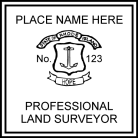 Rhode Island Professional Land Surveyor Seal pre-inked X-Stamper conforms to state  laws. For Professional Architect and Engineer stamps.
