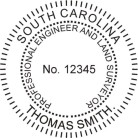 South Carolina Engineer Land Surveyor  traditional rubber stamp to state laws. For Professional Architect and Engineer stamps.