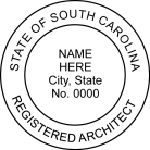 South Carolina Architect Seal rubber stamp conforms to state laws. Full line of Professional Architect and Engineer stamps.