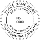 South Carolina Professional Forester Seal traditional rubber stamp to state laws. For Professional Architect and Engineer stamps.
