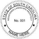 South Carolina Landscape Architect Seal traditional rubber stamp to state laws. For Professional Architect and Engineer stamps.