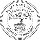 Tennessee Registered Engineer Seal traditional rubber stamp to state laws. For Professional Architect and Engineer stamps.